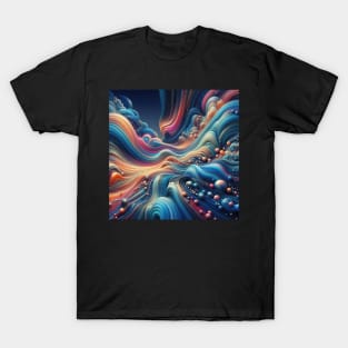 Flowing liquid creates vibrant wave pattern design T-Shirt